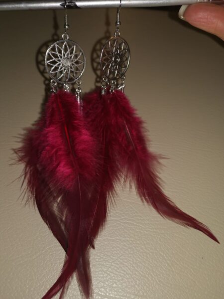 Tumši sarkanie spalvu auskariņi