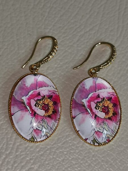 Vintage, peonija, 18x25mm