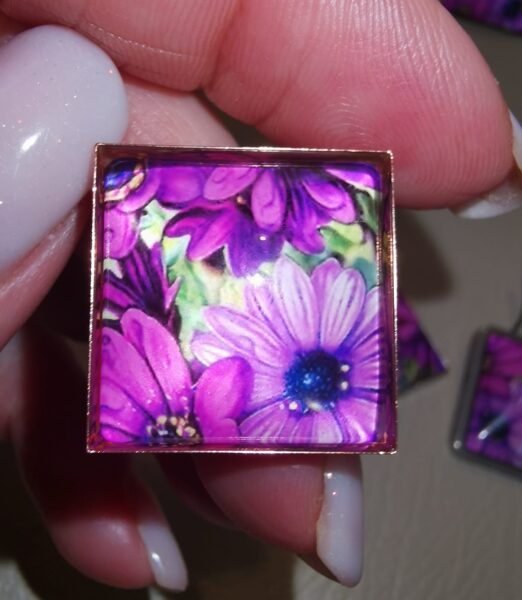 Gredzens Violetās puķes, 20x20mm